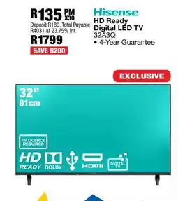 OK Furniture Hisense HD Ready Digital LED TV 32A3Q offer