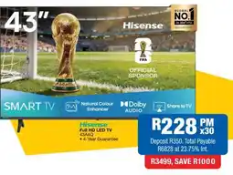 OK Furniture Hisense Full HD LED TV 43A4Q offer