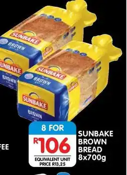 Shoprite SUNBAKE BROWN BREAD 8x700g offer