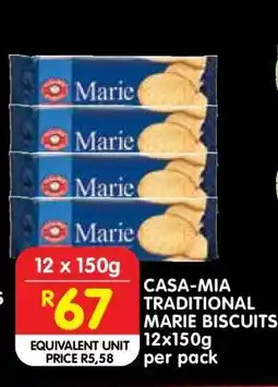 Shoprite CASA-MIA TRADITIONAL MARIE BISCUITS 12x150g per pack offer
