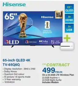 Incredible Connection Hisense 65-inch QLED 4K TV-65Q6Q offer