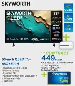 Incredible Connection Skyworth 55-inch QLED TV offer