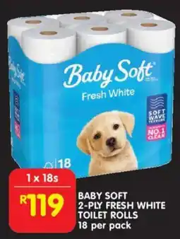 Shoprite Baby soft 2-ply fresh white toilet rolls offer