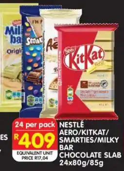 Shoprite Nestlé aero/ kitkat/ smarties/ milky bar chocolate slab offer