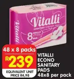 Shoprite Vitalli econo sanitary pads offer