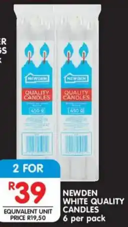 Shoprite Newden white quality candles offer