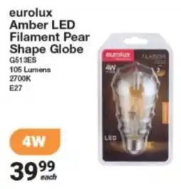 Mica Eurolux Amber LED Filament Pear Shape Globe offer