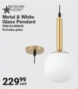 Mica Bright Star Lighting Metal & White Glass Pendant offer