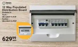 Mica Riken Electric 12 Way Populated Distribution Board offer