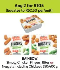 Makro Rainbow Simply Chicken Fingers, Bites or Nuggets Including Chickees offer