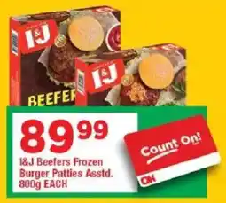 OK Grocer I&J Beefers Frozen Burger Patties offer