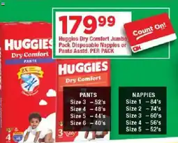 OK Grocer Huggies Dry Comfort Jumbo Pack Disposable Nappies or Pants offer