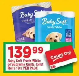 OK Grocer Baby Soft Fresh White or Supreme Quilts Toilet Rolls offer
