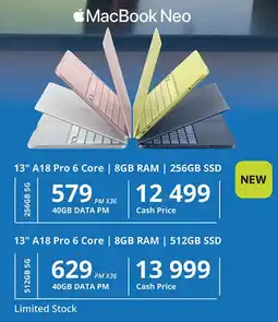 Cellucity Apple MacBook Neo 13" A18 Pro 6 Core 8GB RAM 256GB SSD offer
