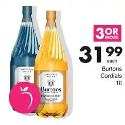 Save Burtons Cordials offer