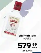 Liquor Junction Smirnoff 1818 Vodka-12 x 200ml offer