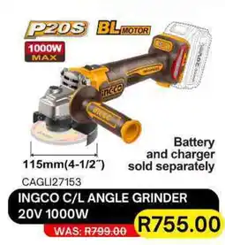 Legacy Industrial Supplies Ingco cordless angle grinder 20v 1000w offer