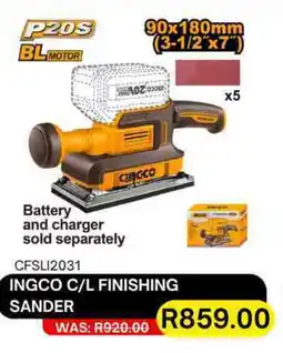 Legacy Industrial Supplies Ingco cordless finishing sander offer