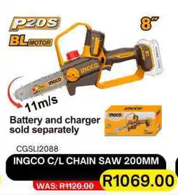 Legacy Industrial Supplies Ingco cordless chain saw 200mm offer