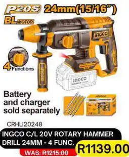 Legacy Industrial Supplies Ingco cordless 20v rotary hammer drill offer