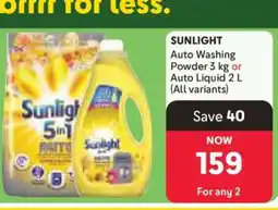 Makro SUNLIGHT Auto Washing Powder 3 kg or Auto Liquid 2 L (All variants) offer