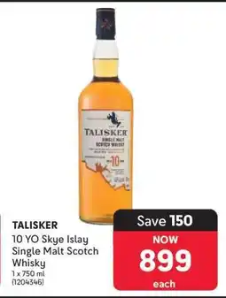 Makro TALISKER 10 YO Skye Islay Single Malt Scotch Whisky offer