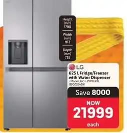 Makro LG 625 L Fridge/Freezer with Water Dispenser offer