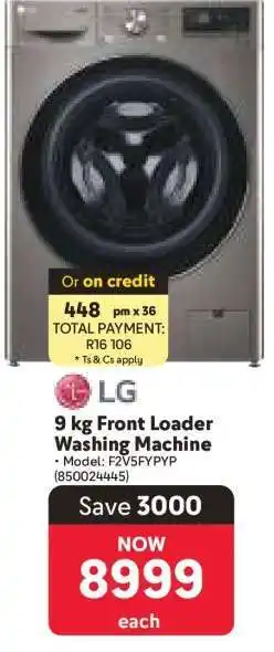 Makro LG 9 kg Front Loader Washing Machine offer