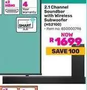 Game 2.1 Channel Soundbar with Wireless Subwoofer (HS2100) offer