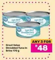 Game Great Value Shredded Tuna in Brine 170 g offer