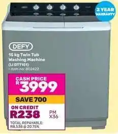 Game DEFY 15 kg Twin Tub Washing Machine (LI DTT151) offer
