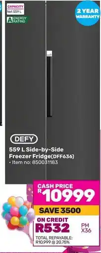 Game DEFY 559 L Side-by-Side Freezer Fridge (DFF636) offer