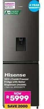 Game Hisense 323 L Combi Freezer Fridge with Water Dispenser (H425BI) offer