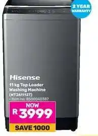 Game Hisense 11 kg Top Loader Washing Machine (WTJA1112T) offer