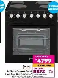 Game Univa 4-Plate Oven & Solid Hob Box Set (U3368-1) offer
