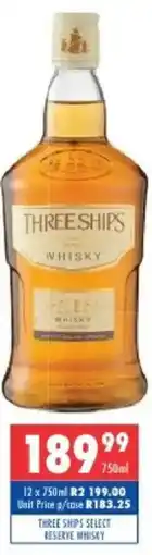 Ultra Liquors Three ships select reserve whisky offer