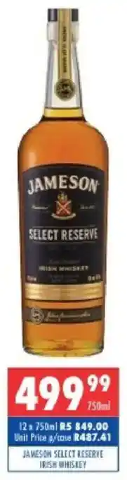 Ultra Liquors Jameson select reserve irish whiskey offer