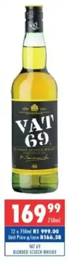 Ultra Liquors Vat 69 blended scotch whisky offer