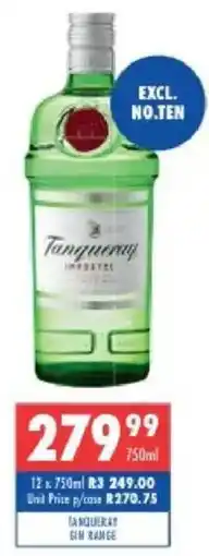 Ultra Liquors Tanqueray gin range offer