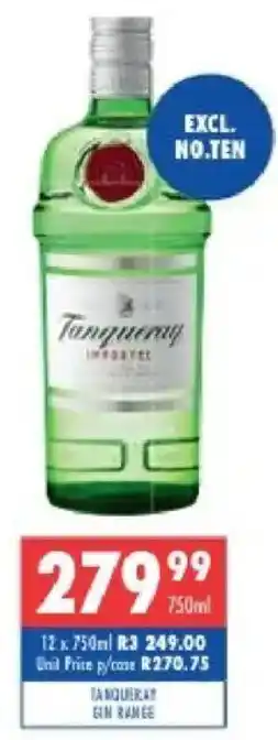 Ultra Liquors Tanqueray gin range offer