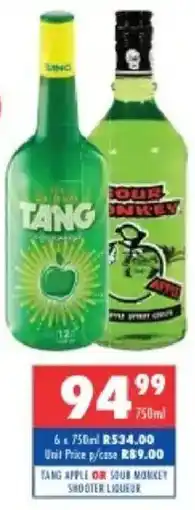 Ultra Liquors Tang apple or sour monkey shooter liqueur offer
