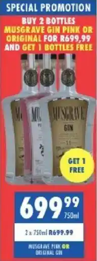 Ultra Liquors Musgrave pink or original gin offer