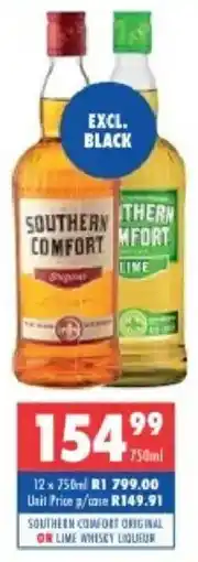 Ultra Liquors Southern comfort original or lime whisky liqueur offer