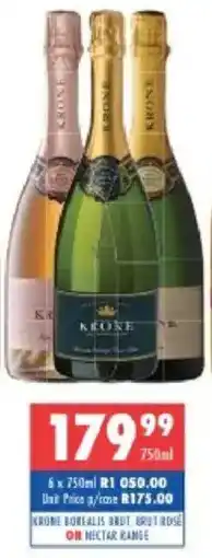 Ultra Liquors Krone borealis brut, brut rose or nectar range offer