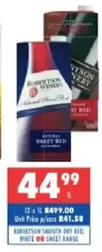 Ultra Liquors Robertson smooth dry red, white or sweet range offer