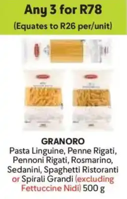 Makro Granoro Pasta Linguine, Penne Rigati, Pennoni Rigati, Rosmarino, Sedanini, Spaghetti Ristoranti or Spirali Grandi offer