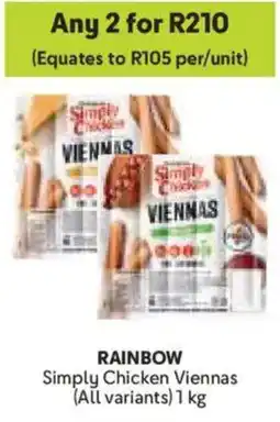 Makro Rainbow Simply Chicken Viennas offer