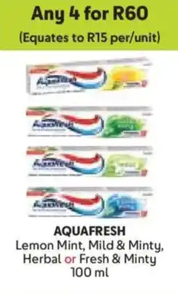 Makro Aquafresh Lemon Mint, Mild & Minty, Herbal or Fresh & Minty offer