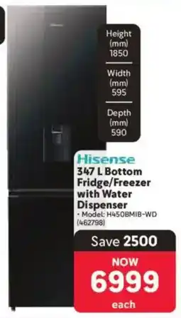 Makro Hisense Bottom Fridge/ Freezer with Water Dispenser offer