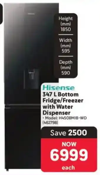 Makro Hisense Bottom Fridge/ Freezer with Water Dispenser offer